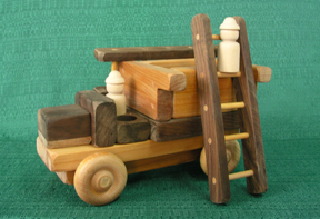 Handmade Wood Toy Fire Engine and Ladders D and ME