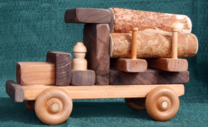 Handmade Wooden Toy Large Logger and Logs D and ME